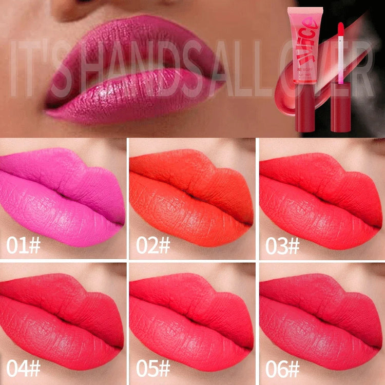 Juice Lip Tint Non-stick Cup Liquid Lipstick and Blush 2 in1 Waterproof Long Lasting Rose Red Lip Stain Makeup Pigment 1Pc
