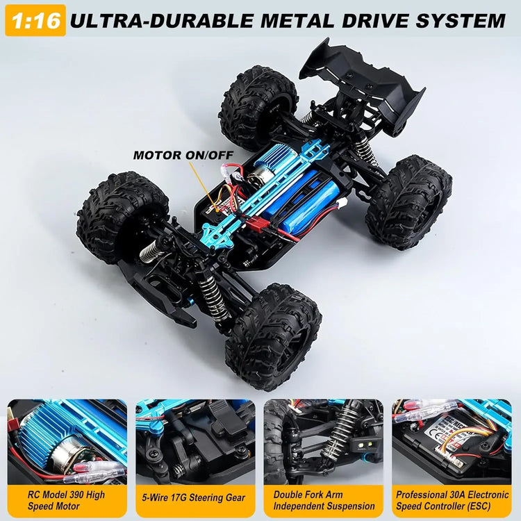"1:16 4WD RC Car (50km/h): LED Lights, Off-road High-Speed Drift. For Boys & Off-road Fans. Monster Truck Toy – Christmas & New