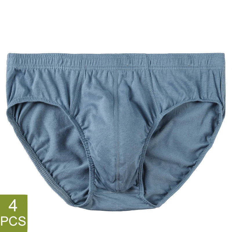4 Pcs/Lot Men's 100% Cotton Breathable Briefs Comfortable Male Underwear Lingerie Panties Underpants Plue Size Xl -5Xl