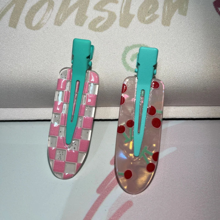 2pcs Simple Sakura Pink Seamless Hair Clip Women Acetate Sheet No Bend Bangs Clip Duckbill Clip Hairpins Hair Styling Tool