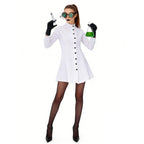 Carnival Party Men Women Long White Coat Nurse Doctor Costume Mad Scientist Cosplay Halloween