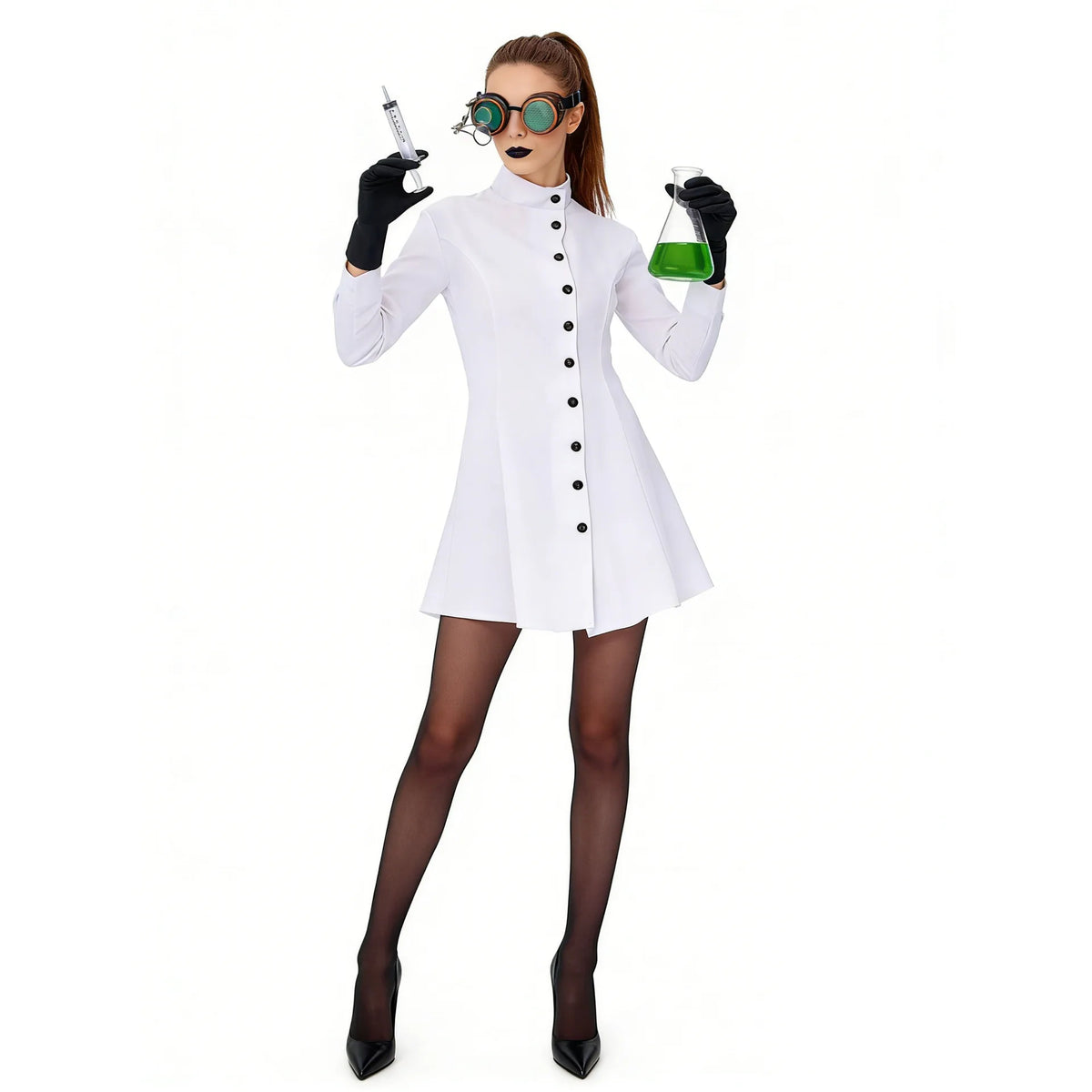 Carnival Party Men Women Long White Coat Nurse Doctor Costume Mad Scientist Cosplay Halloween