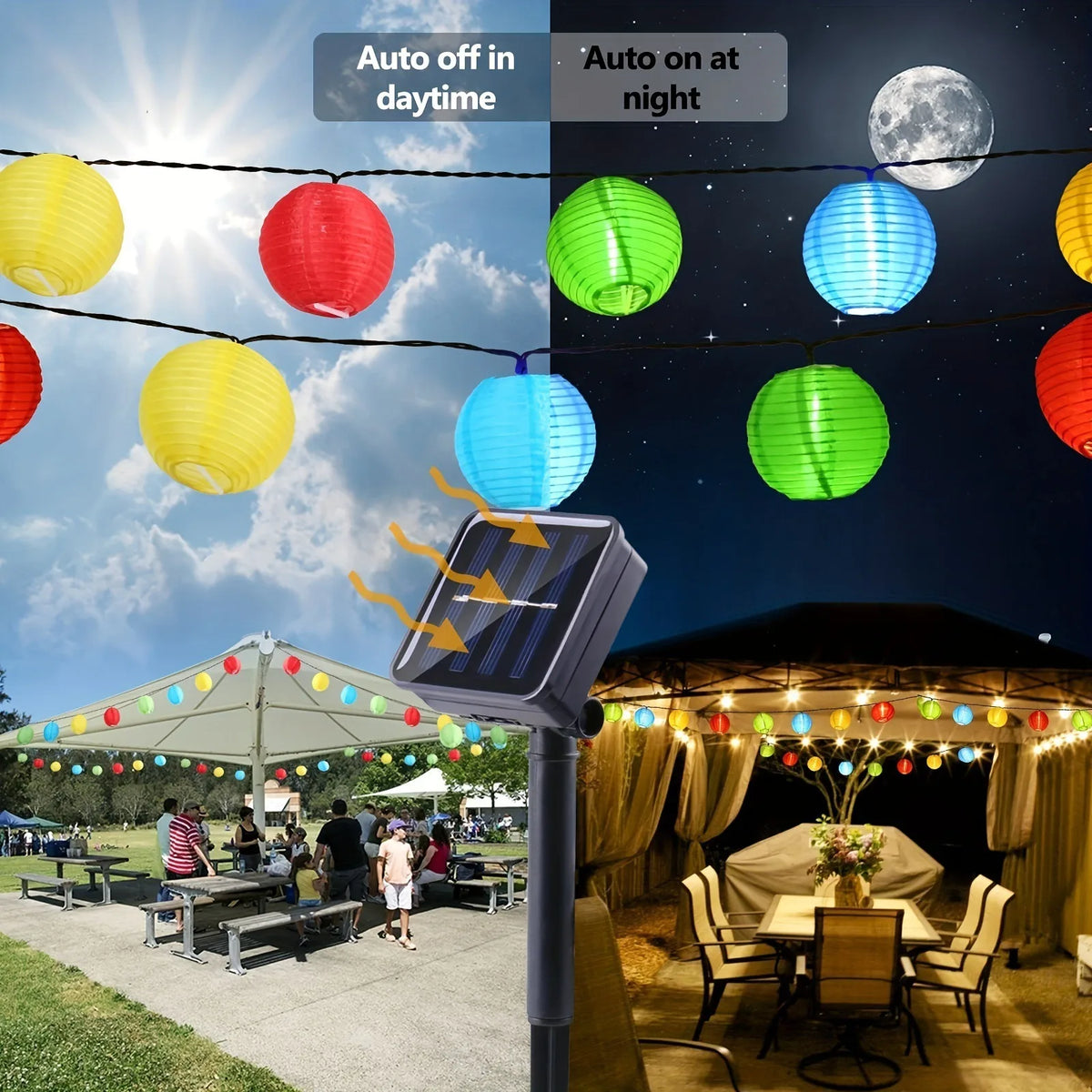 Solar Lantern String Lights Waterproof Outdoor LED Garland Fairy Light Patio Garden Decoration Light for Christmas Wedding Party