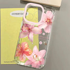 Pink Lily Flower Pattern Phone Case For iPhone 18 16 17 16e 15 14 13 12 11 Pro Max X XR XS Max 7 8 Plus Transparent Soft Cover