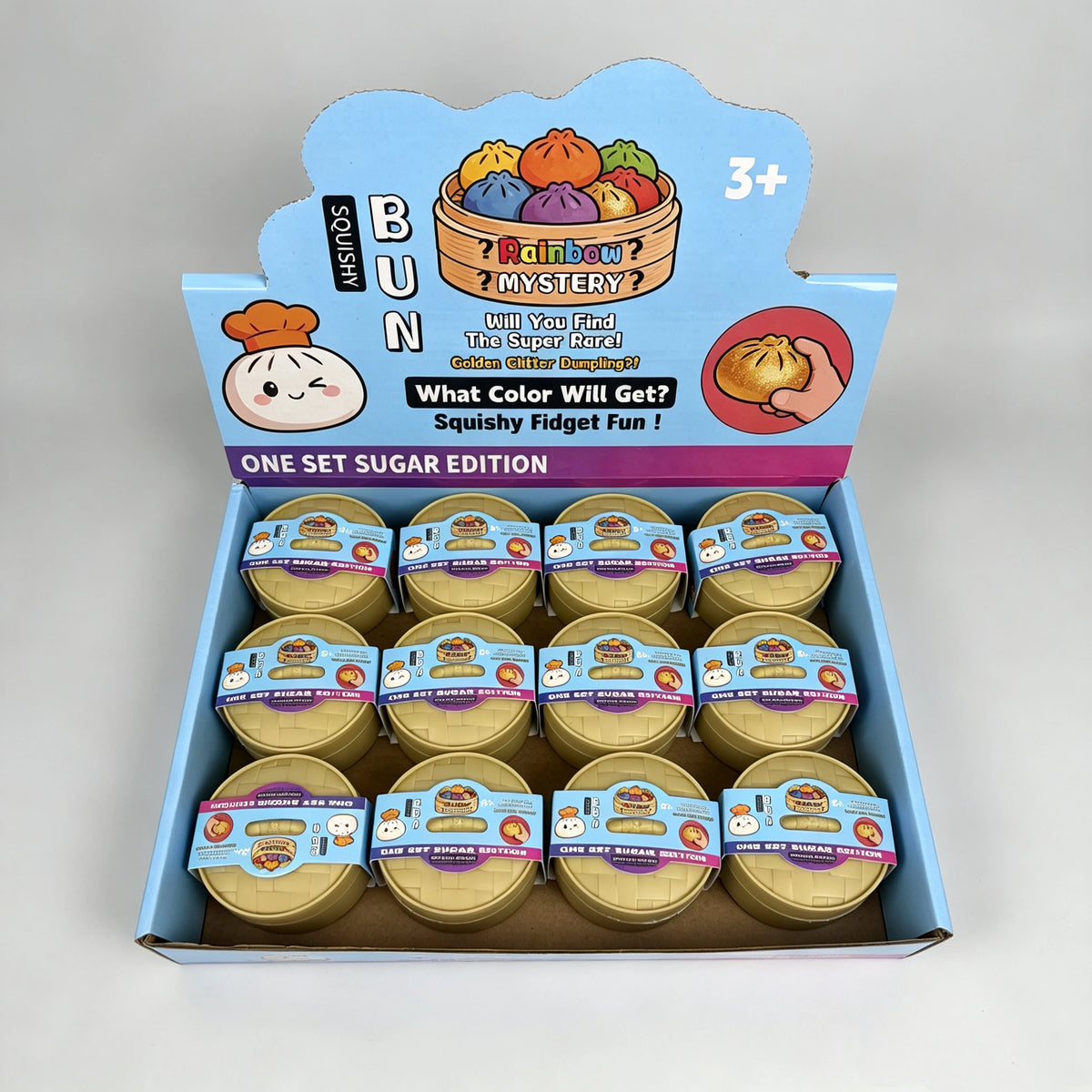 HOT Colorful Simulated Steamed Bun Squishy Blind Box 1-6pcs with Dumpling Sensory Squeeze Toy for Stress Relief