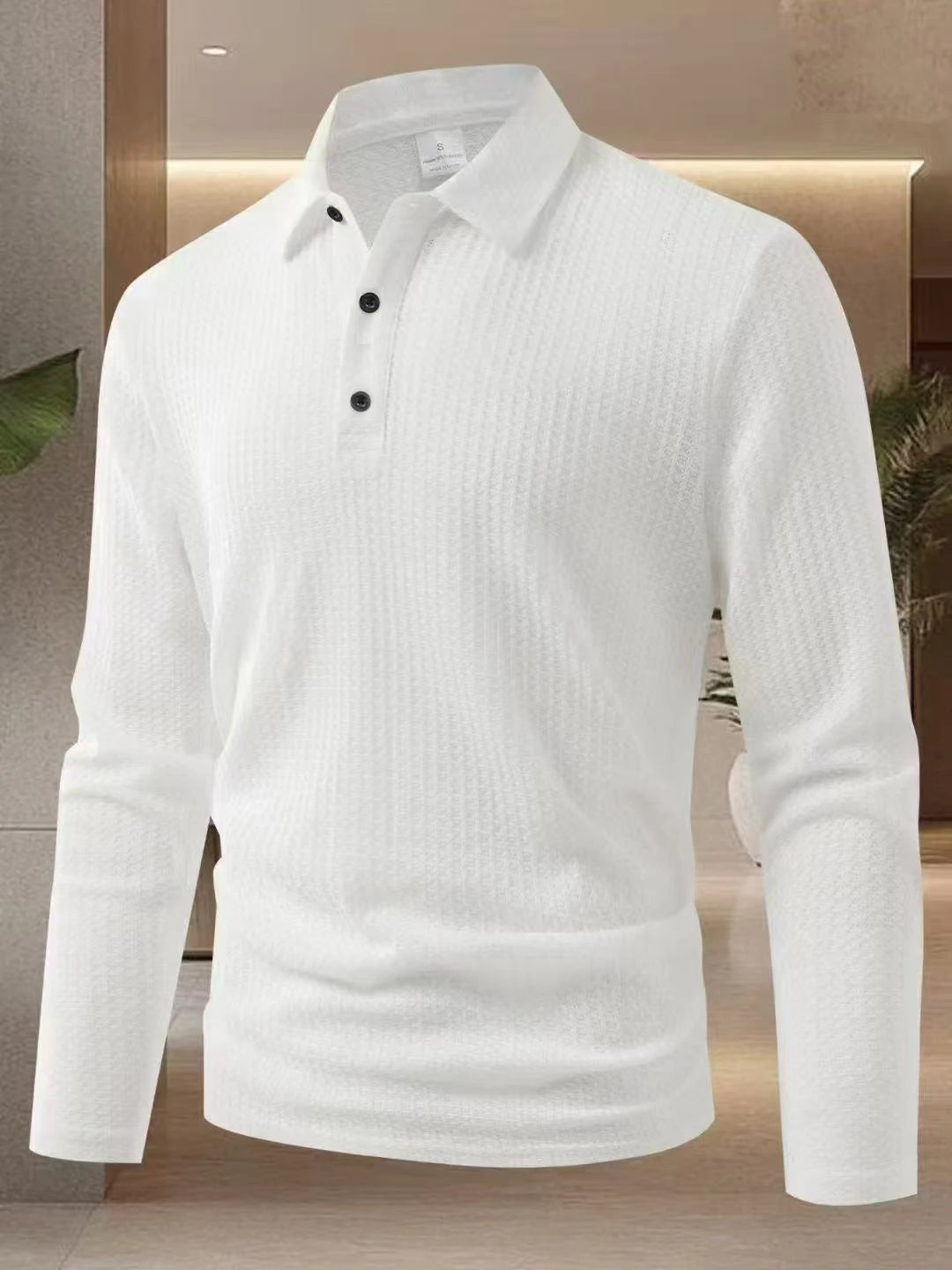 Men's Long Sleeved Collar Casual Breathable Comfortable Polo Shirt Solid Color High-Quality T-shirt For Work Business Leisure