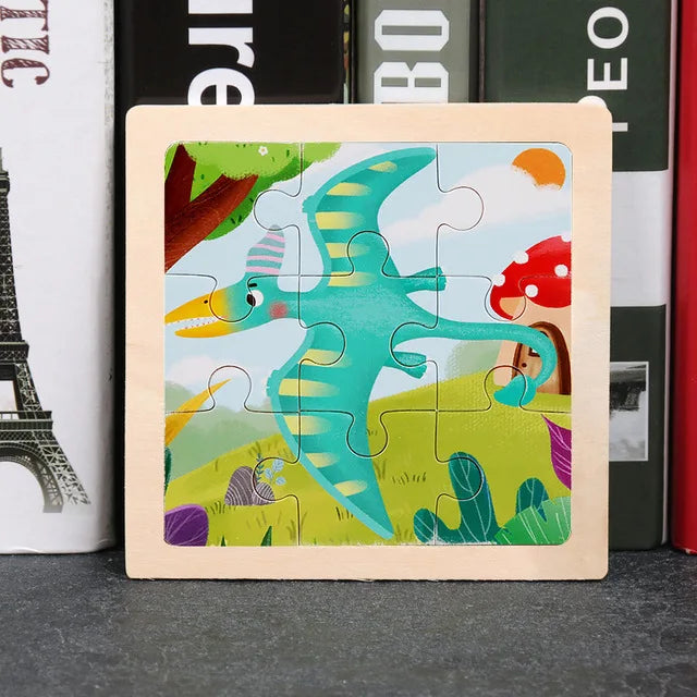 11*11cm 3D Wooden Puzzle Baby Toys Cartoon Animal Traffic Tangram Jigsaw Puzzle Early Learning Educational Toys for Children
