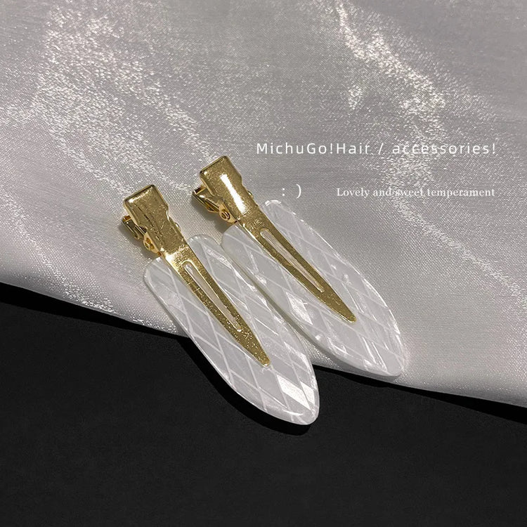2pcs Simple Sakura Pink Seamless Hair Clip Women Acetate Sheet No Bend Bangs Clip Duckbill Clip Hairpins Hair Styling Tool