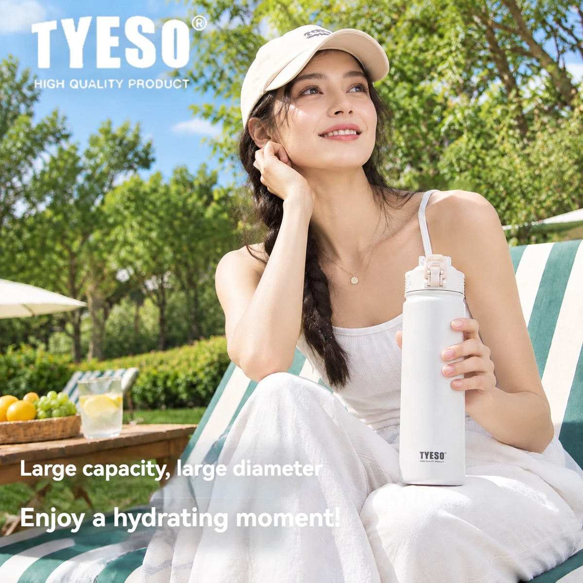 TYESO 600/750ML Thermos Bottle With Straw Stainless Steel Car Thermal Cup Sports Water Bottles Keeps Cold and Heat Thermal Mug