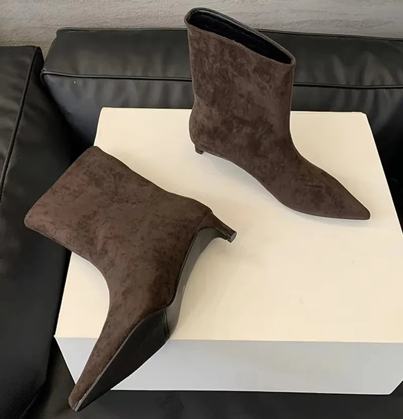 Botas Feminina High Heel Leopard Print Boots Women Ankle Boots Autumn Ladies Elegant Pointed Toe Short Botas Zapatos De Mujer