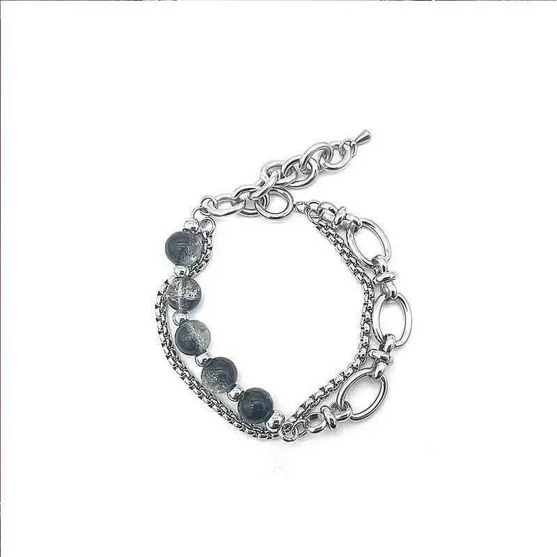 1Pcs High Quality Stainless Steel Lce Cracking Bead Splicing Bracelets For Men Women Link Chain Layered Pulseras Jewelry Gifts