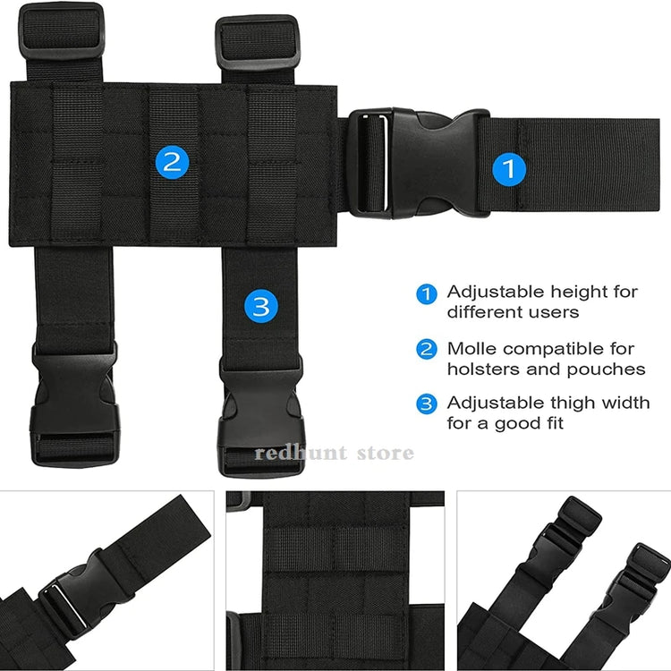 Universal Drop Leg Holster Thigh Platform Tactical MOLLE Gun Holster for Hunting Paintball Panel with Adjustable Molle Straps