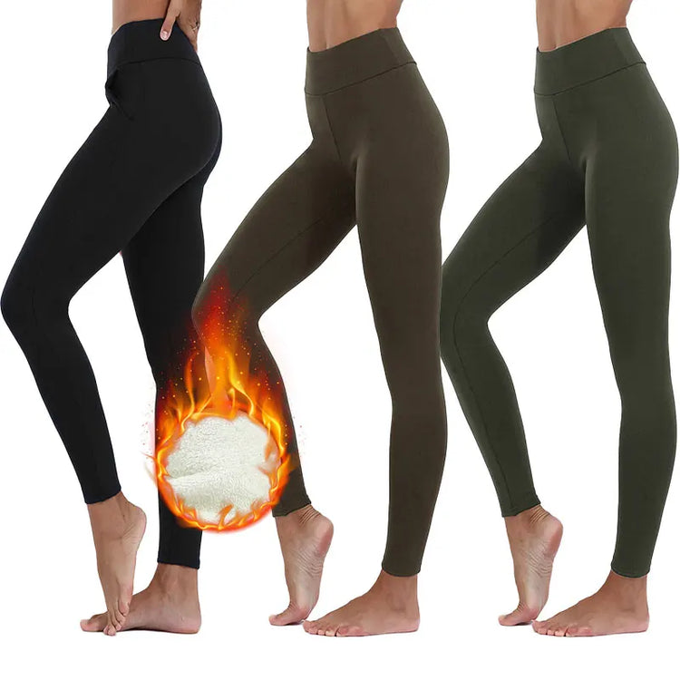 CHRLEISURE Thicken Yoga Pants for Women Winter Warm Sport Leggings High Waist Thermal Fitness   Tights Elastic Slim Sweatpants