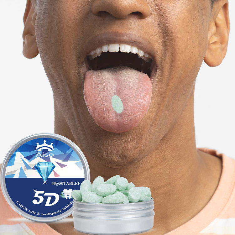 5D All-Effect Travel Mint Toothpaste Chewable Tablets, Travel Toothpaste, Removes Tartar, Freshens Breath, Do Not Swallow