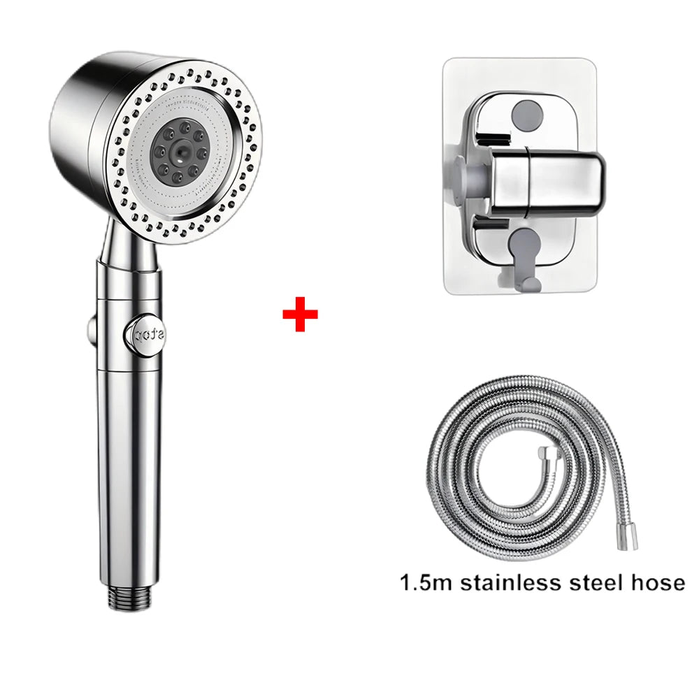 5 Modes Bathroom Shower Head Portable High Pressure Powerful Rain ShowerHead Explosion-proof and Drop-proof Universal Shower Set