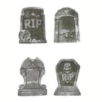 4pcs Halloween Foam RIP Graveyard Tombstone Decor Skeleton Tomb Haunted House Party Prank Prop Yard Outdoor Home Decorations
