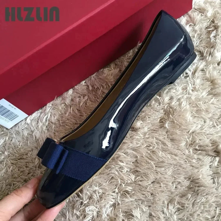 JP GPBD Ballet flats new leather round head shallow bow multifunctional single shoes women's leather bow bow design