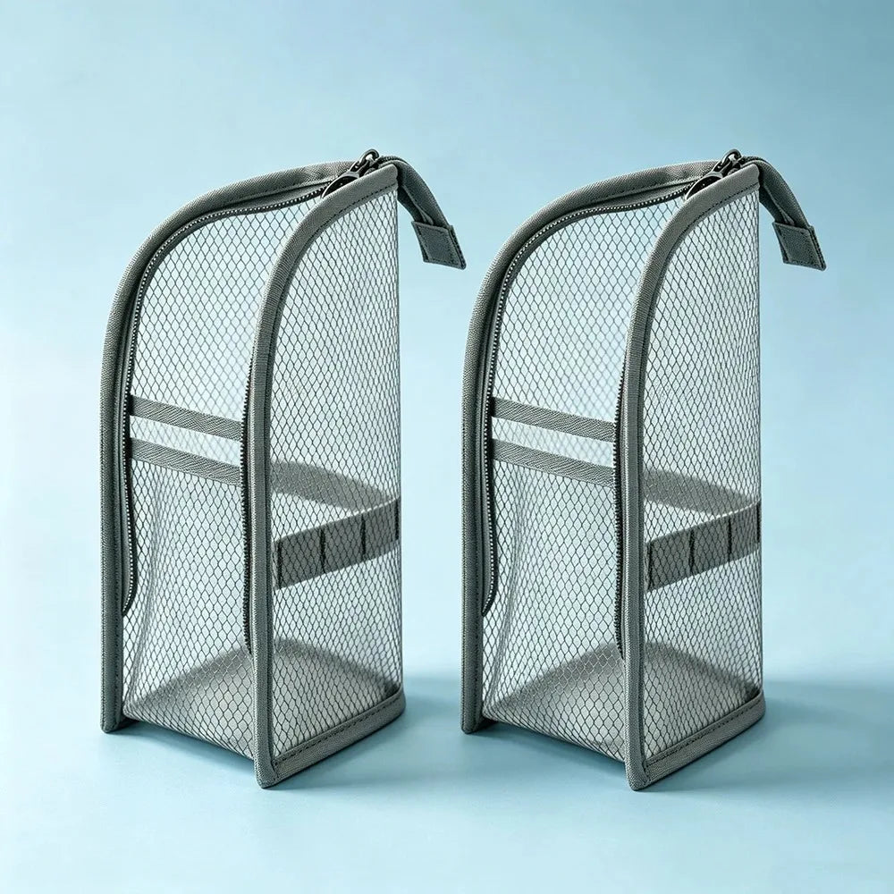 Standing Mesh Toiletry Bag Portable EVA Waterproof Travel Foldable Toothbrush Cosmetic Organizer Women Bathroom Storage Pouch