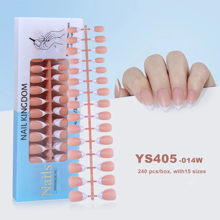 150Pcs/Box Acrylic Press on Nails Full Cover Fake False Tips Soft Gel Extension T-shaped Oval Capsule Almond Sculpted Salon DIY