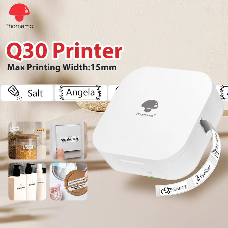 Phomemo Q30 Bluetooth Thermal Label Printer, Pocket Sticker Maker for Date/DIY Labels, iOS Android Wireless Printer, Multi-Paper