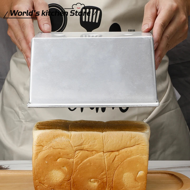 250g/450g/600g/750g/900g/1000g Aluminum Alloy Black Non-Stick Coating Toast Boxes Bread Loaf Pan Cake Mold Baking Tool with Lid