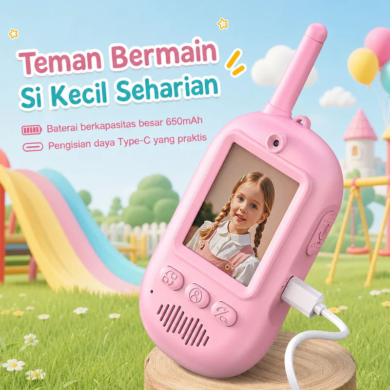 Kids Walkie Talkie Toy Y388, Video & Voice Intercom Toy with Screen, 500M Communication Range, Type-C Rechargeable 650mAh Battery, Portable ABS Play Toy, Birthday Holiday Gift for Boys Girls