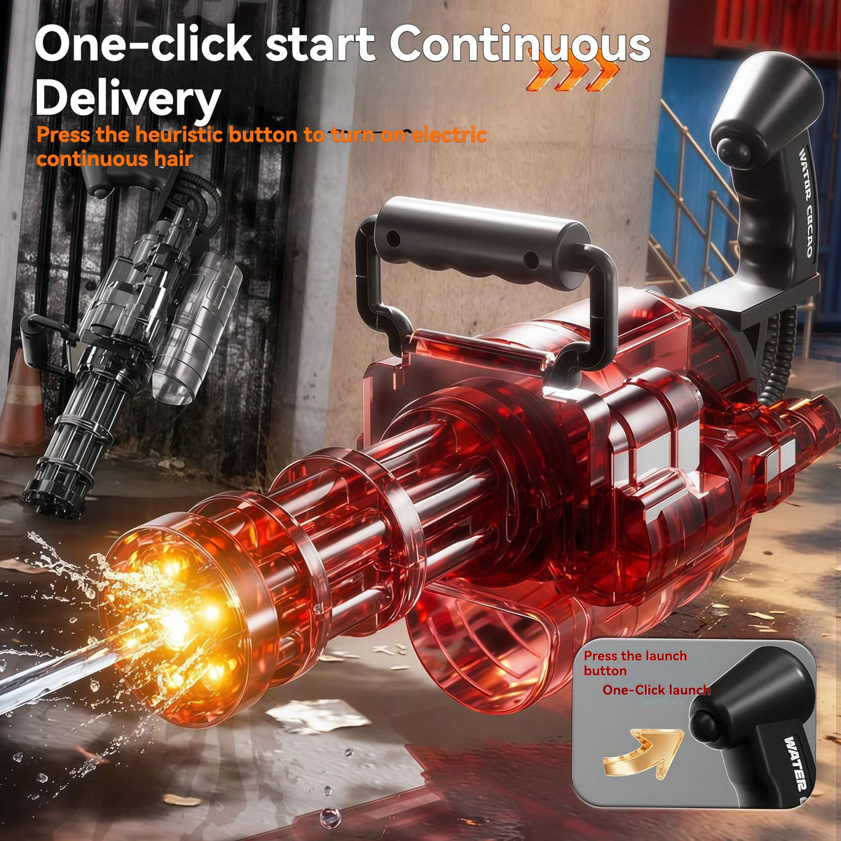 2026 New Rotating Spitfire Gatling Electric Continuous High Pressure Pulse Water Gun with Large Capacity Black Technology Water