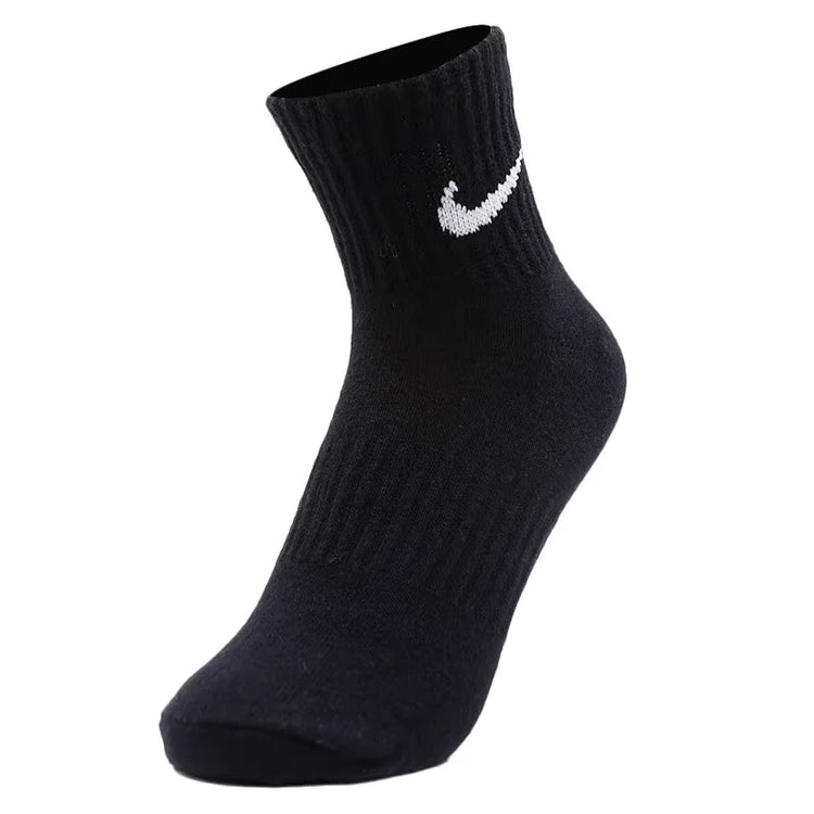 Nike Logo Athletic High-Top Socks Training Fitness Long Socks Men's Combo Pack (3-Pair Set) Black SX7676-010