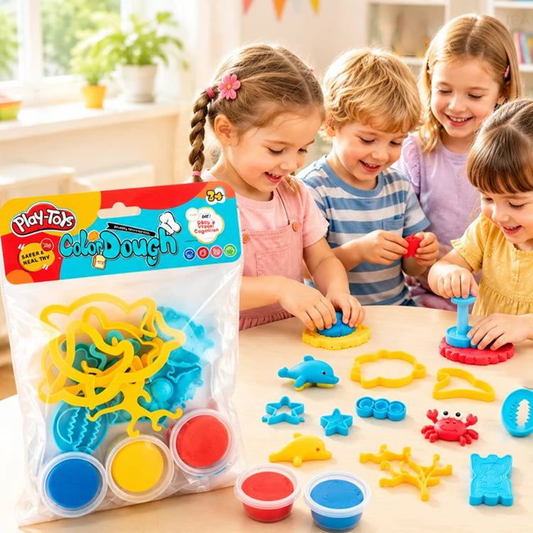 Sea Animal Modeling Clay Kit Kid DIY Plasticine Ocean Animal Molds Play Dough Set Creative Educational Toy Sensory Activity Gift