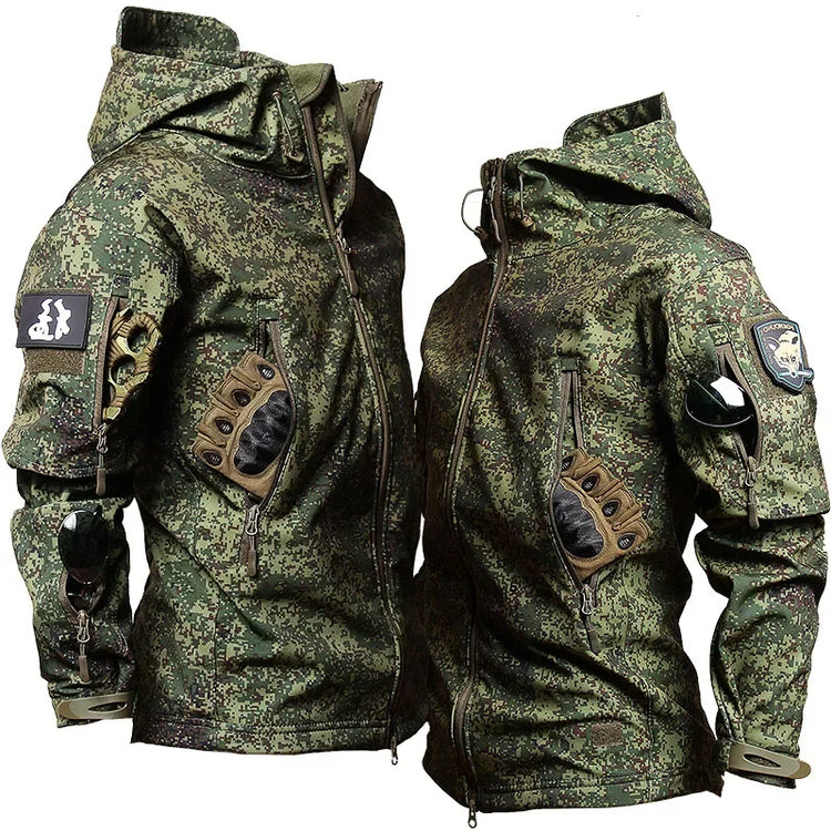 Soft Shell Combat Suit Military Uniform Army Jackets Hooded Top+Breathable Long Sleeve Cargo Pants Men Hunting Sets Multi-pocket