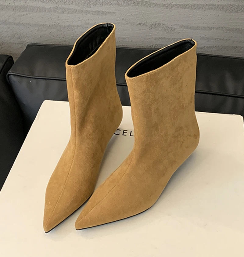 Botas Feminina High Heel Leopard Print Boots Women Ankle Boots Autumn Ladies Elegant Pointed Toe Short Botas Zapatos De Mujer