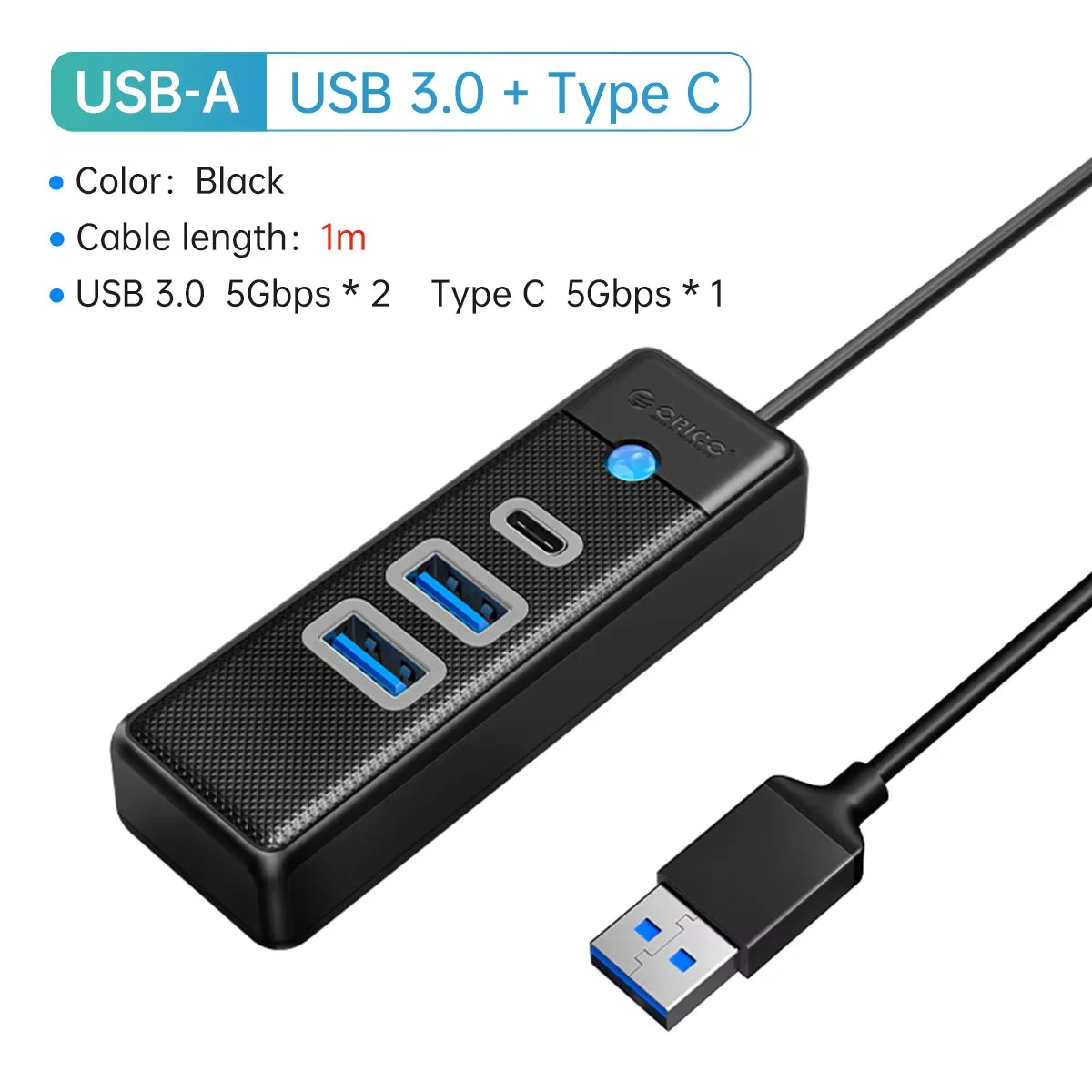 ORICO 3 in 1 5Gbps USB 3.0 Type C HUB Colorful 3 Ports High Speed Mini Splitter OTG Adapter For Desk PC Computer Accessories