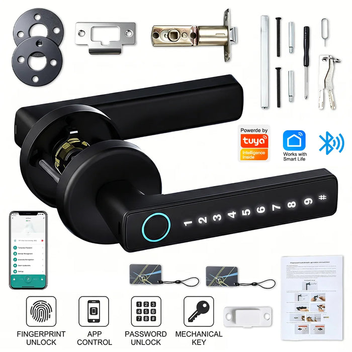 Upgraded Biometric Fingerprint Smart Door Lock, Bluetooth Digital Keypad Keyless Entry Door Lock, Password Touch Keypad Electronic Security Lock, Applicable Door Thickness 30mm-55mm For Home Apartment Office