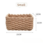 1/3pcs Handmade Straw Woven Soft Round Paper Rope Storage Basket for Organizing Decorative Storage Bins Office Storage Box