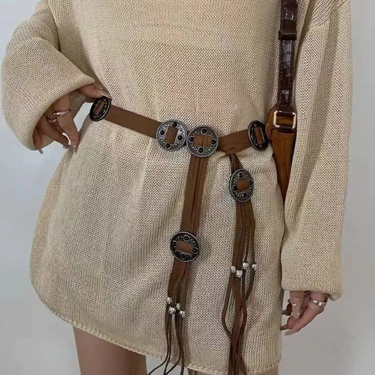 Y2K Bohemian Tie Rope Waist Belt Vintage Versatile Waist Strap Luxury Design Waist Chain