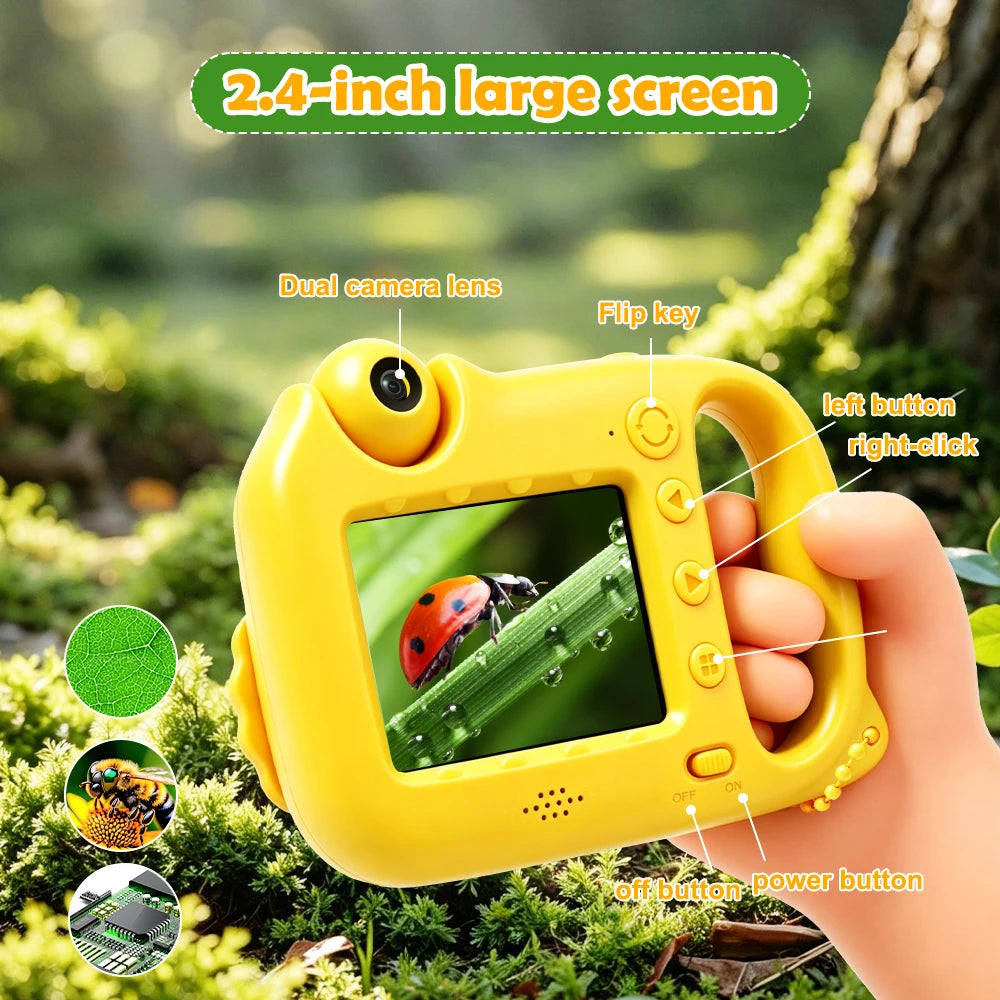 Digital Children Camera For Photography Mini Portable Photo Kids Microscope Camera 1080P HD Video Toy Birthday Festivals Gifts Outdoor Activities 5 Puzzle Games