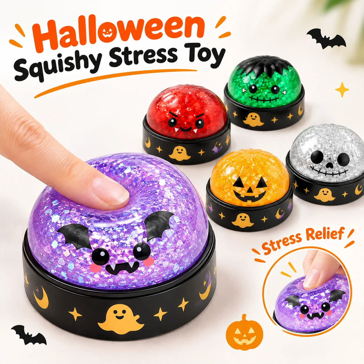 Halloween Dumpling Squeeze Squishy Toy Cute Slow Rising Squeezing Release Toy Grip Stress Relief Gift Soft Kawaii Fidget Toy
