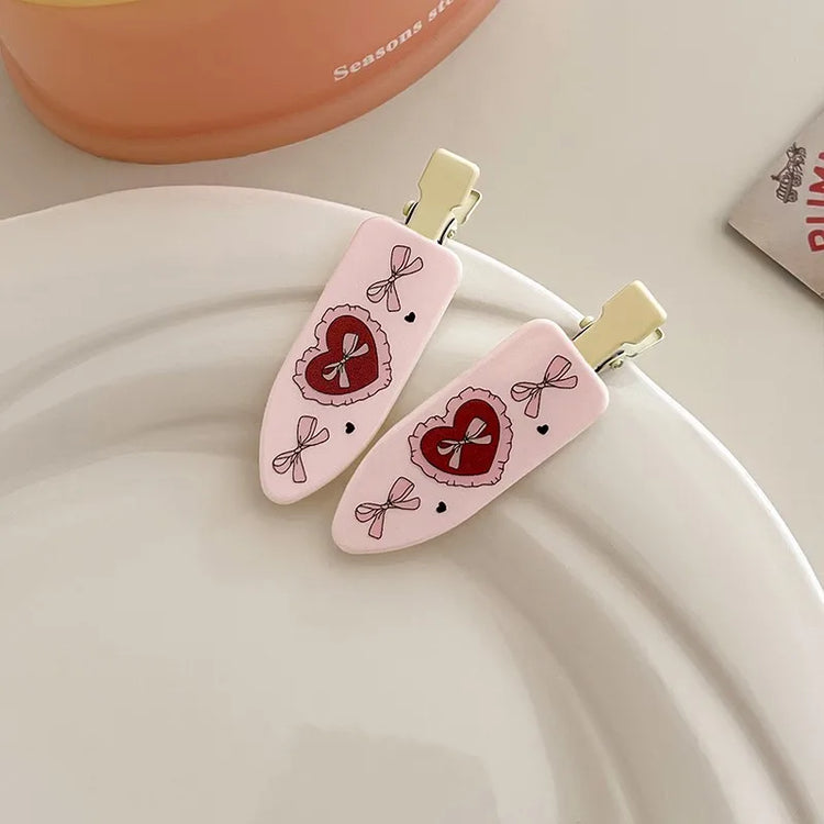 2pcs Simple Sakura Pink Seamless Hair Clip Women Acetate Sheet No Bend Bangs Clip Duckbill Clip Hairpins Hair Styling Tool