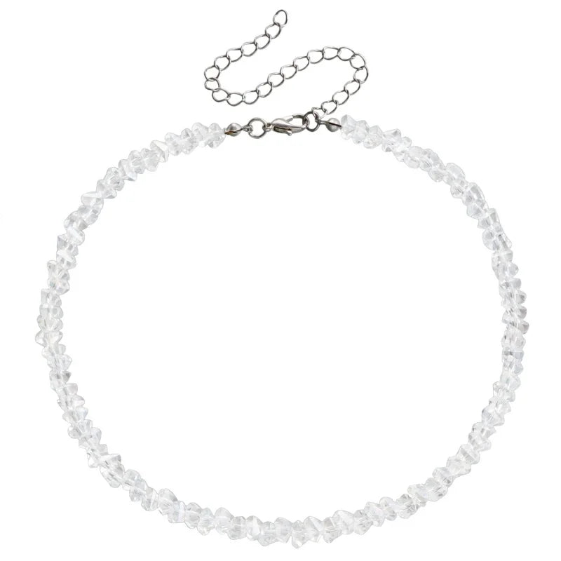 Transparent Crystal Irregular Beaded Choker Necklace for Women Korean Collarbone Clavicle Chain on the Neck Collar Jewelry