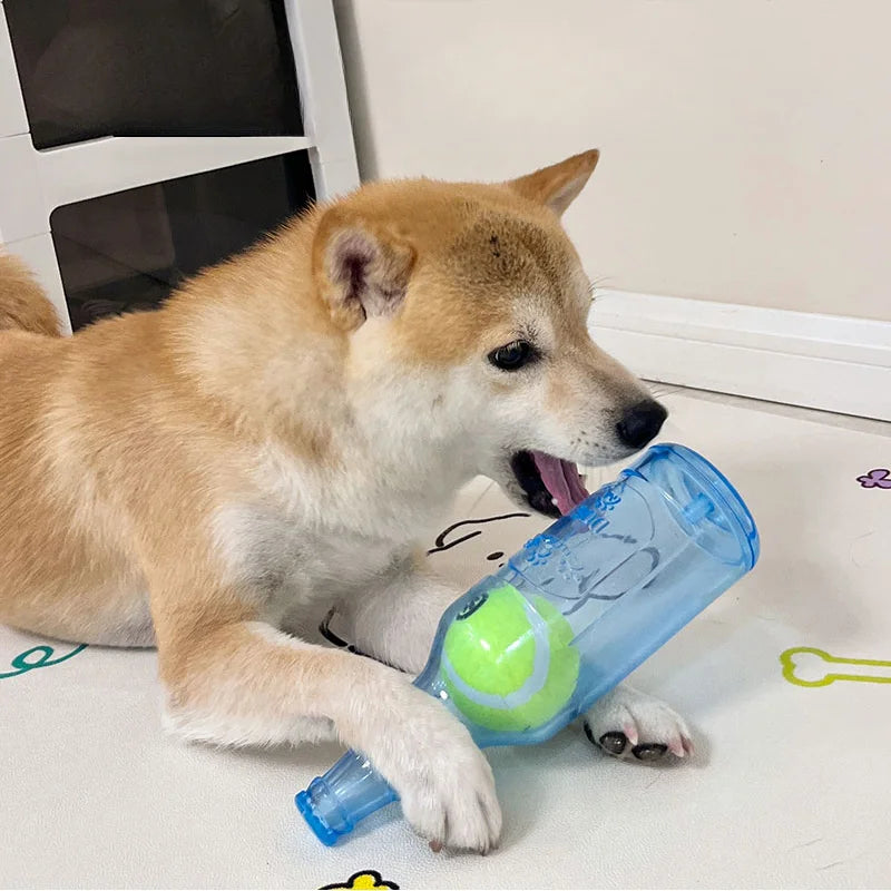 Pet Chew Toy TPR Bite-Resistance Beer Bottle with Tennis Ball Toy Puppy Teeth Grinding Dog Chewing Squeaky Interactive Toys