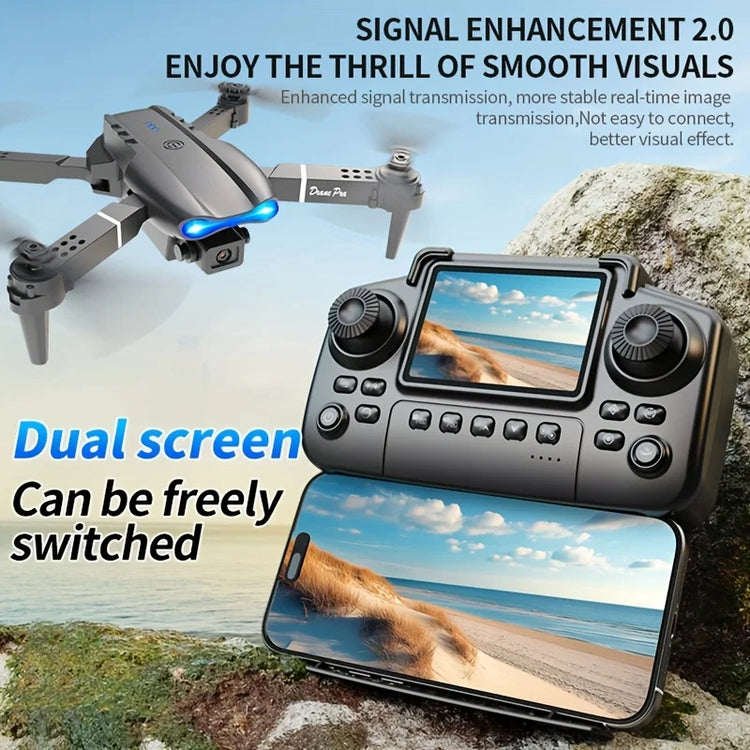 2026 Upgraded E99 PRO MAX Foldable Drone with Dual Camera 4K HD, Screen Remote Control, 2 Batteries 40Min Flight Time, One Key Return, LED Lights, Mini RC Quadcopter for Adults Beginners, Black Friday Christmas Gift