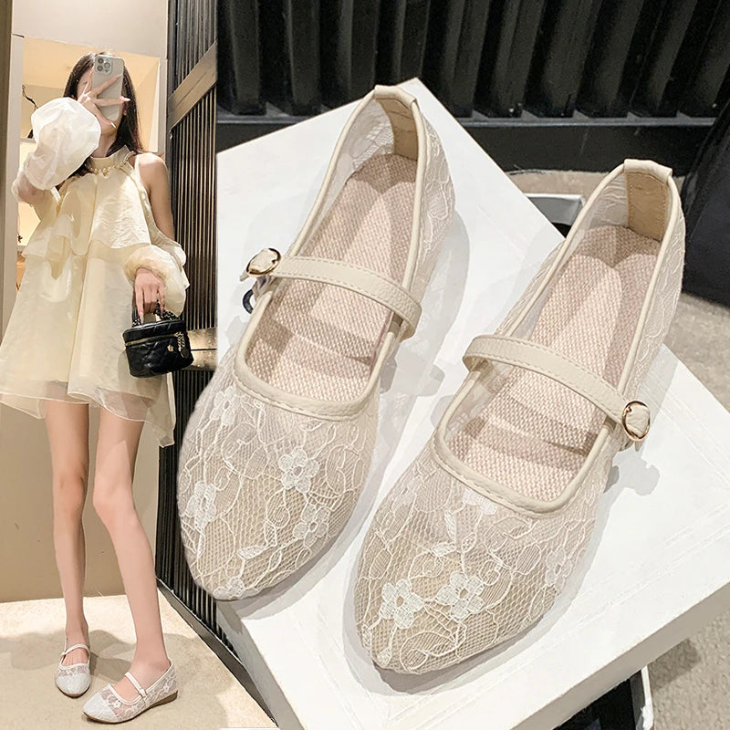 2026 New Women Flats Shoes Summer Ballet Flats Fashion Bow Women Shoes Slip on Sweet Hollow Flat Shoes Female Zapatos De Mujer