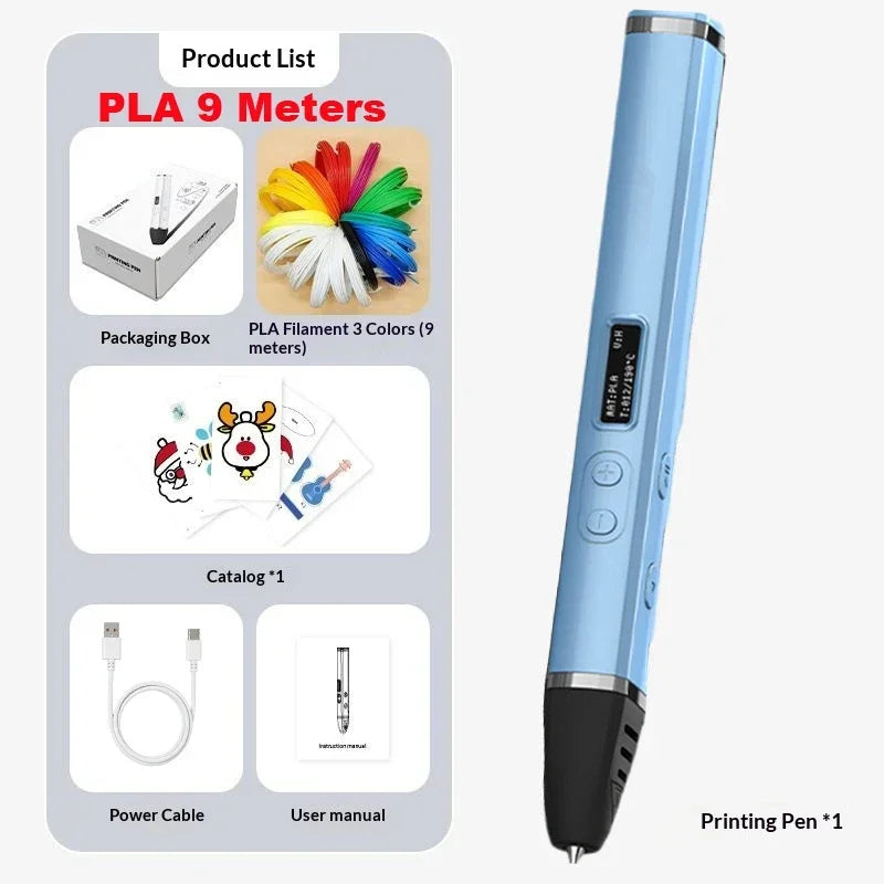 Professional 3D Print Pen Competition Level OLED Display 3D Printing Pens With PLA Filament 3D Doodling Making Detachable Design