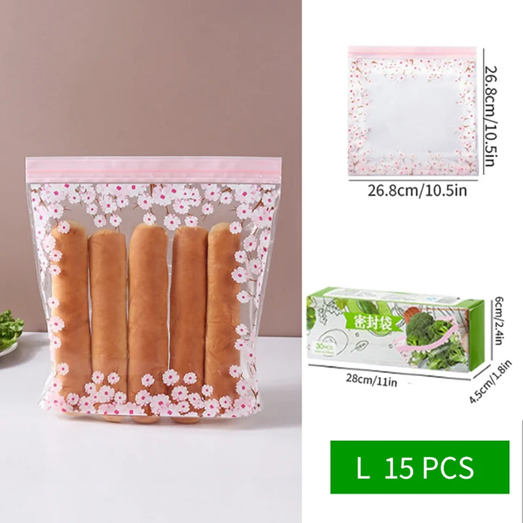 15/25/30 Pcs Reusable Storage Bags Refrigerators Sealed Cling Bag Freezer Bags,  Leakproof Plastic for Sandwich Snack Lunch Food