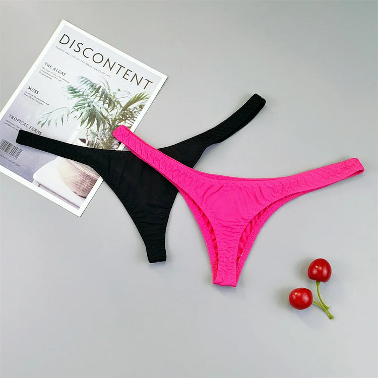 2Pcs Sexy Mini Micro Thongs Low Waist Seamless Female Underpants Comfortable Solid Bikini Underwear Women G String
