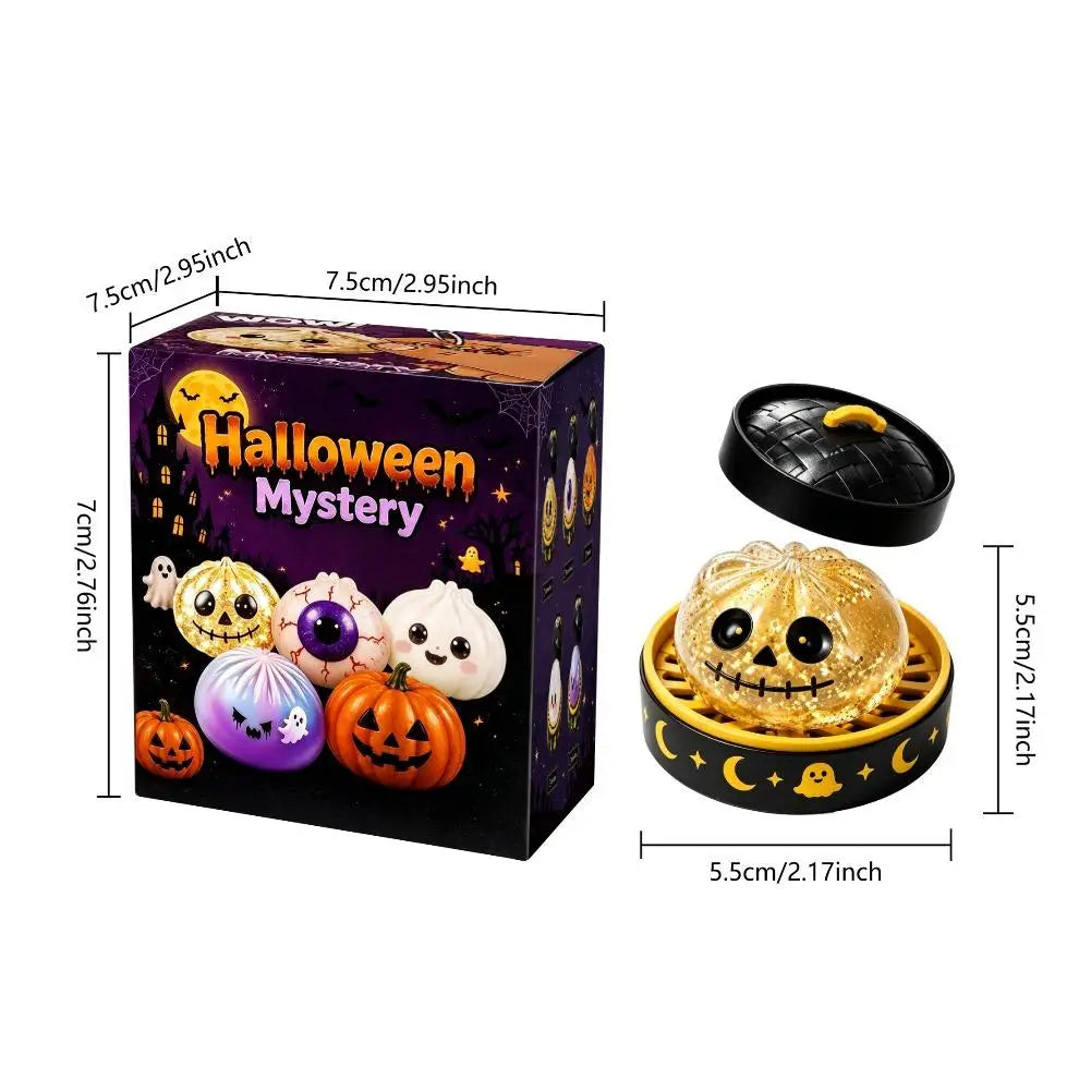 New 5.5cm Halloween Ghost Dumplings Toy Soft Slow Resilience  Squeeze Squishy Toy Kawaii Halloween Fidget Toy for Stress Relief