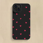 Black Love Heart Phone Case For iPhone 18 17 16 14 15 13 12 11 Pro Max X XR XS 7 8 15 16 Plus SE Shockproof Silicone Soft Cover