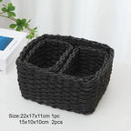 1/3pcs Handmade Straw Woven Soft Round Paper Rope Storage Basket for Organizing Decorative Storage Bins Office Storage Box