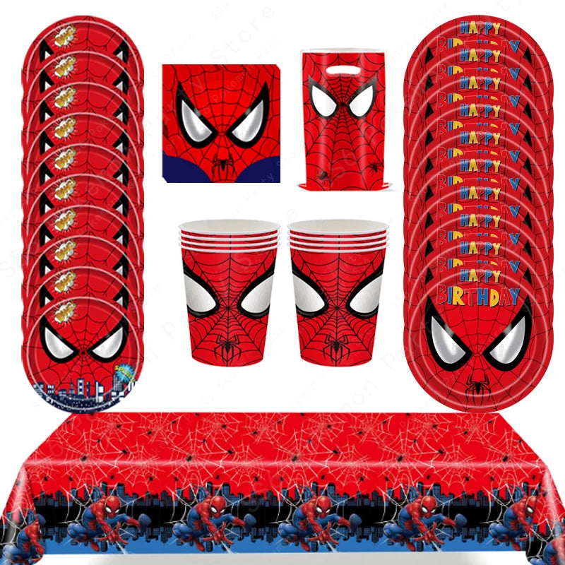 Spiderman Birthday Party Decorations Set Disposable Tableware Napkins Cup Plate Spidey and His Amazing Friends Birthday Supplies