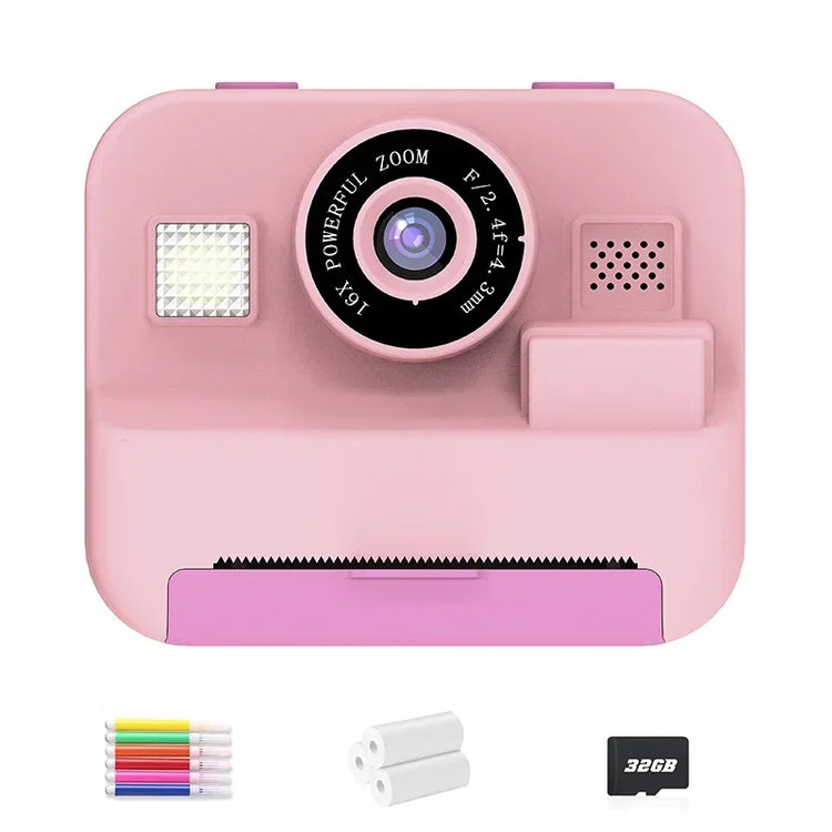 1080P Children Mini Digital Video Camera for Kids Learning Development Educational Thermal Instant Print Camera with 32G Card